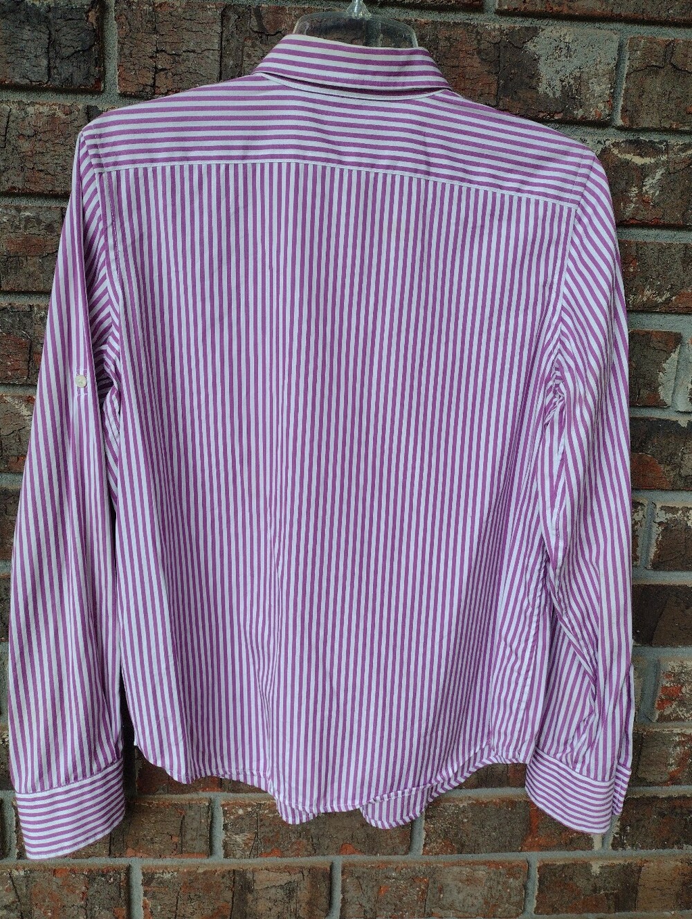 Lauren Ralph Lauren Button Up Shirt Womens M/M Purple White Striped Flap Pockets - Picture 2 of 7
